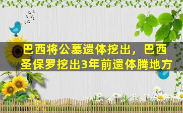 巴西将公墓遗体挖出，巴西圣保罗挖出3年前遗体腾地方