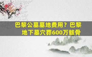 巴黎公墓墓地费用？巴黎地下墓穴葬600万骸骨