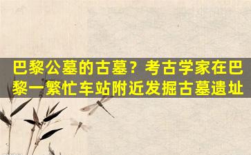 巴黎公墓的古墓？考古学家在巴黎一繁忙车站附近发掘古墓遗址