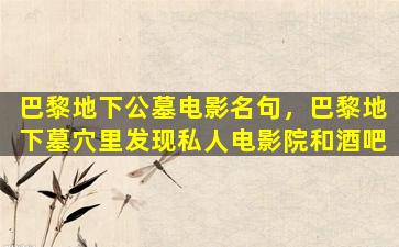 巴黎地下公墓电影名句，巴黎地下墓穴里发现私人电影院和酒吧