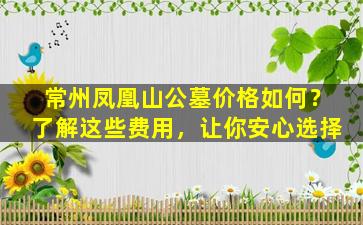 常州凤凰山公墓价格如何？了解这些费用，让你安心选择