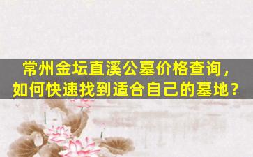 常州金坛直溪公墓价格查询，如何快速找到适合自己的墓地？