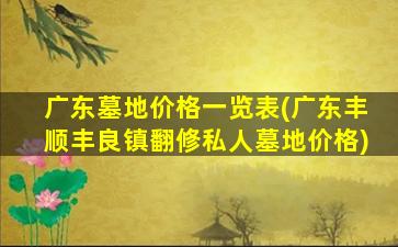 广东墓地价格一览表(广东丰顺丰良镇翻修私人墓地价格)