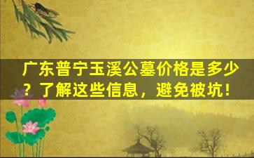 广东普宁玉溪公墓价格是多少？了解这些信息，避免被坑！