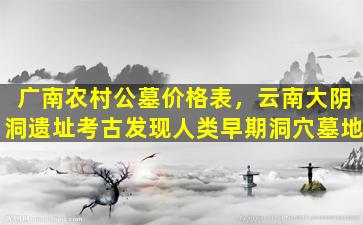 广南农村公墓价格表，云南大阴洞遗址考古发现人类早期洞穴墓地