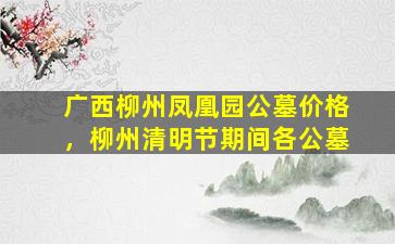 广西柳州凤凰园公墓价格，柳州清明节期间各公墓