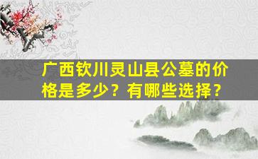 广西钦川灵山县公墓的价格是多少？有哪些选择？