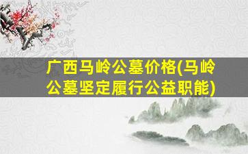 广西马岭公墓价格(马岭公墓坚定履行公益职能)