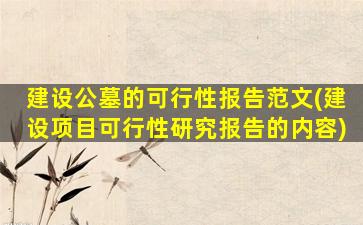 建设公墓的可行性报告范文(建设项目可行性研究报告的内容)