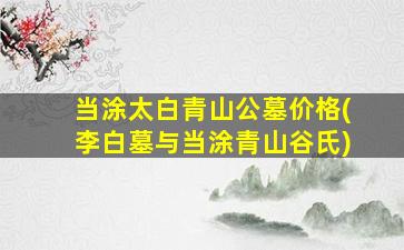当涂太白青山公墓价格(李白墓与当涂青山谷氏)
