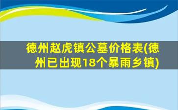 德州赵虎镇公墓价格表(德州已出现18个暴雨乡镇)