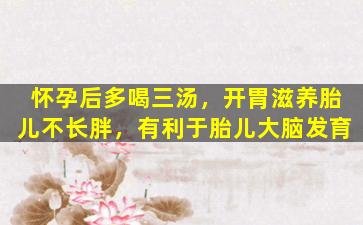 怀孕后多喝三汤，开胃滋养胎儿不长胖，有利于胎儿大脑发育