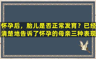 怀孕后，胎儿是否正常发育？已经清楚地告诉了怀孕的母亲三种表现
