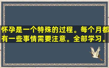 怀孕是一个特殊的过程。每个月都有一些事情需要注意。全部学习。