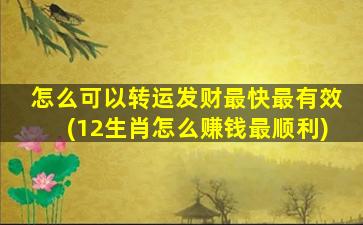 怎么可以转运发财最快最有效(12生肖怎么赚钱最顺利)