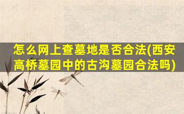 怎么网上查墓地是否合法(西安高桥墓园中的古沟墓园合法吗)