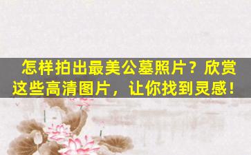 怎样拍出最美公墓照片？欣赏这些高清图片，让你找到灵感！