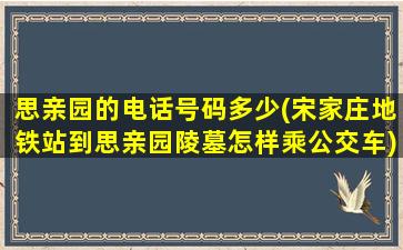 思亲园的电话号码多少(宋家庄地铁站到思亲园陵墓怎样乘公交车)