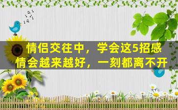 情侣交往中，学会这5招感情会越来越好，一刻都离不开