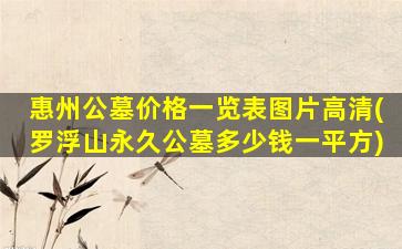 惠州公墓价格一览表图片高清(罗浮山永久公墓多少钱一平方)