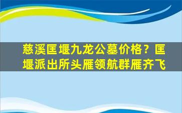 慈溪匡堰九龙公墓价格？匡堰派出所头雁领航群雁齐飞