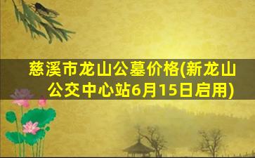 慈溪市龙山公墓价格(新龙山公交中心站6月15日启用)