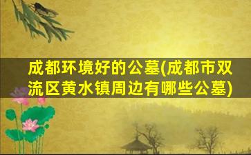 成都环境好的公墓(成都市双流区黄水镇周边有哪些公墓)