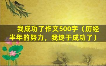 我成功了作文500字（历经半年的努力，我终于成功了）