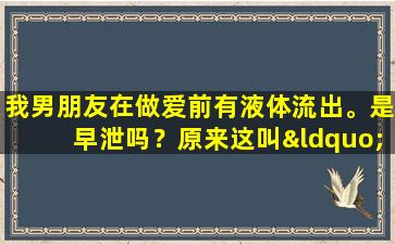 我男朋友在做爱前有液体流出。是早泄吗？原来这叫“液体优先”