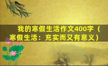 我的寒假生活作文400字（寒假生活：充实而又有意义）