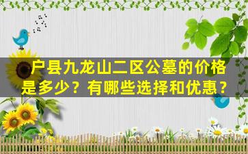 户县九龙山二区公墓的价格是多少？有哪些选择和优惠？