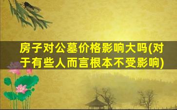 房子对公墓价格影响大吗(对于有些人而言根本不受影响)
