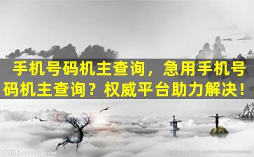 手机号码机主查询，急用手机号码机主查询？权威平台助力解决！