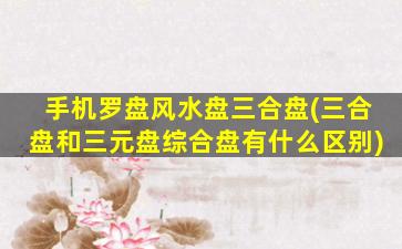手机罗盘风水盘三合盘(三合盘和三元盘综合盘有什么区别)