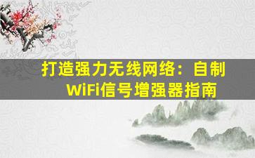 打造强力无线网络：自制WiFi信号增强器指南