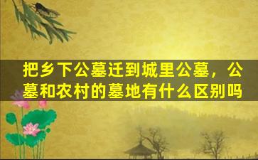 把乡下公墓迁到城里公墓，公墓和农村的墓地有什么区别吗