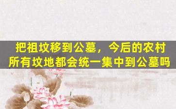 把祖坟移到公墓，今后的农村所有坟地都会统一集中到公墓吗