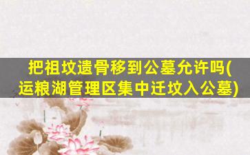 把祖坟遗骨移到公墓允许吗(运粮湖管理区集中迁坟入公墓)