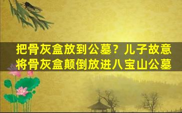 把骨灰盒放到公墓？儿子故意将骨灰盒颠倒放进八宝山公墓