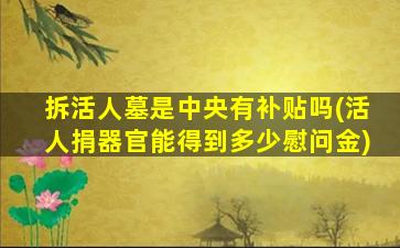 拆活人墓是中央有补贴吗(活人捐器官能得到多少慰问金)