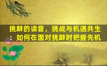 挑衅的读音，挑战与机遇共生：如何在面对挑衅时把握先机