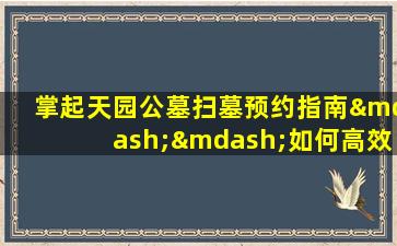 掌起天园公墓扫墓预约指南——如何高效安排祭扫时间？