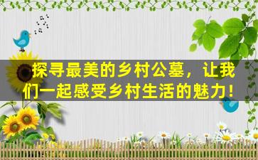 探寻最美的乡村公墓，让我们一起感受乡村生活的魅力！