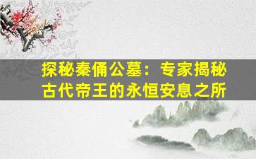 探秘秦俑公墓：专家揭秘古代帝王的永恒安息之所