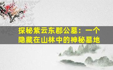 探秘紫云东郡公墓：一个隐藏在山林中的神秘墓地