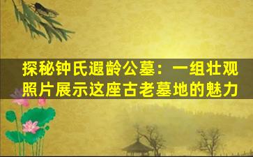 探秘钟氏遐龄公墓：一组壮观照片展示这座古老墓地的魅力