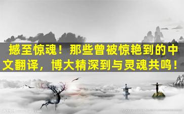 撼至惊魂！那些曾被惊艳到的中文翻译，博大精深到与灵魂共鸣！