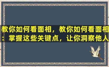 教你如何看面相，教你如何看面相：掌握这些关键点，让你洞察他人内心