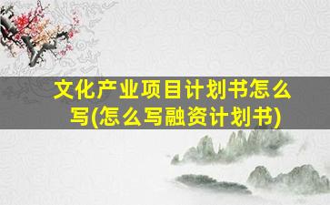 文化产业项目计划书怎么写(怎么写融资计划书)