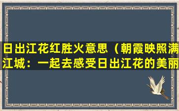 日出江花红胜火意思（朝霞映照满江城：一起去感受日出江花的美丽）